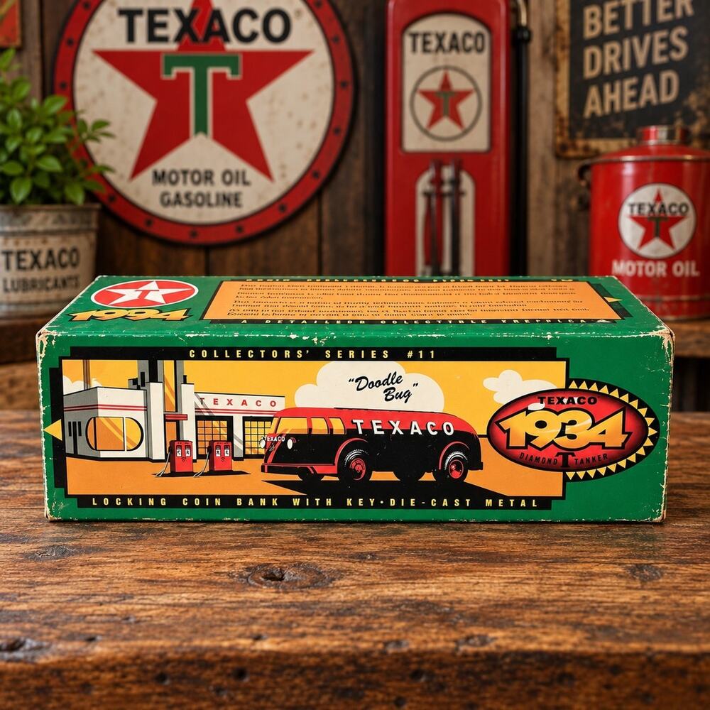Texaco 1934 Doodle Bug Diamond T Tanker Diecast Locking Coin Bank Series 1994